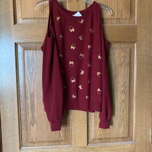 Cold shoulder mini mouse sweater